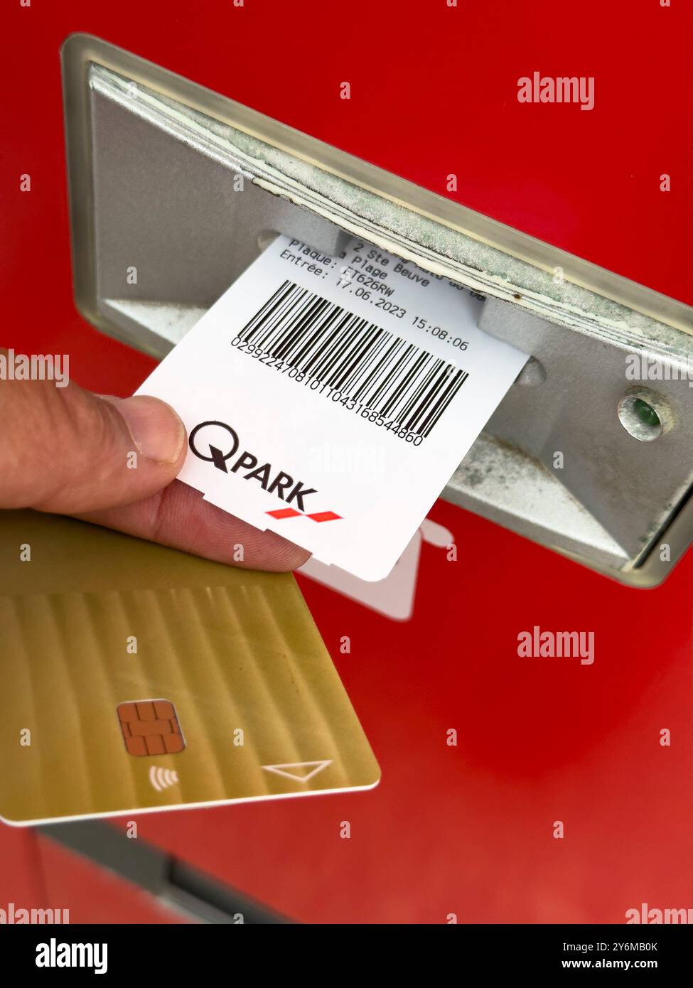 Pagamento per parcheggio Q Park Foto Stock