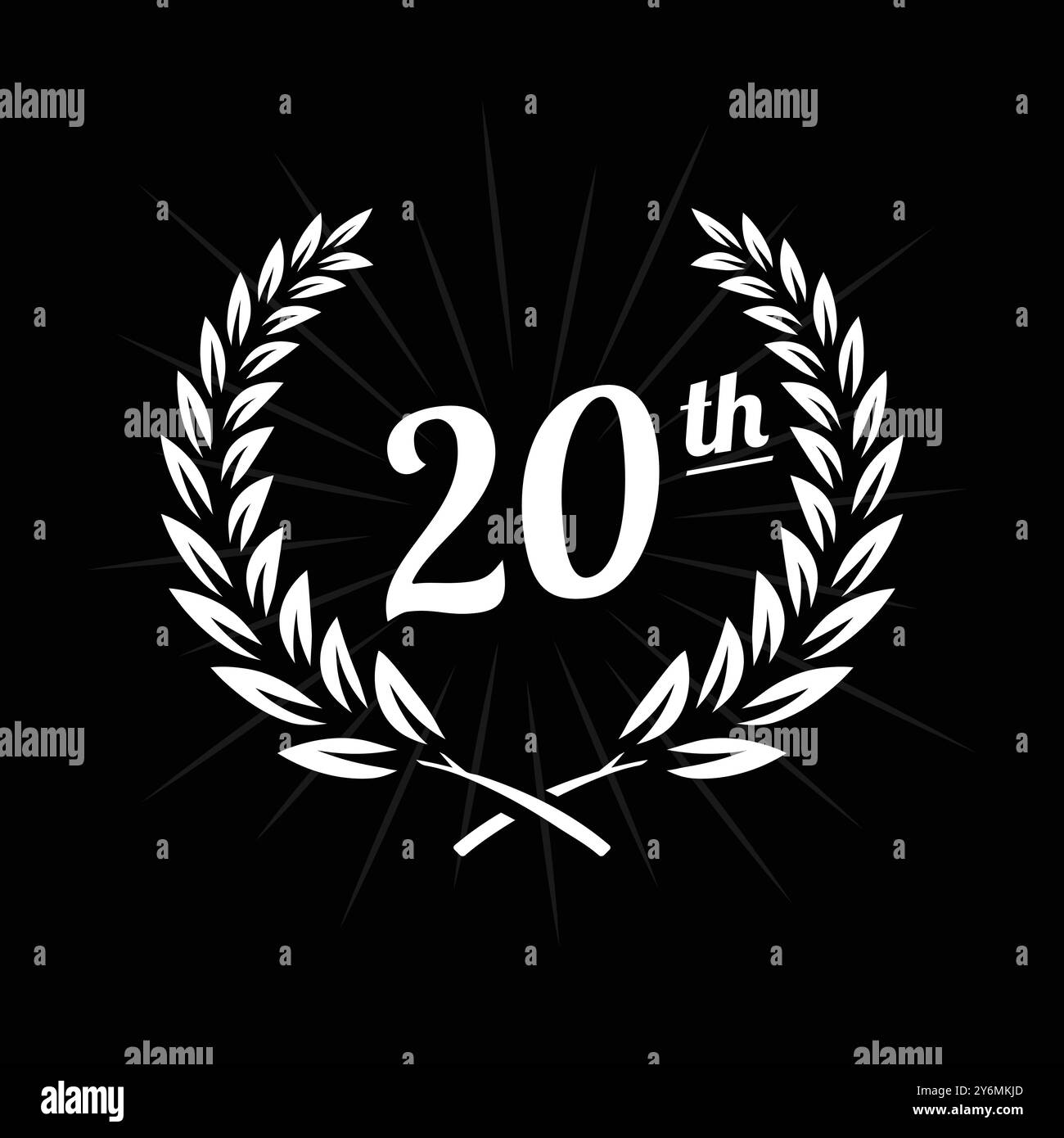 modello di design per festeggiamenti per 20 anni. logo del ventesimo anniversario. Vettore e illustrazione. Illustrazione Vettoriale
