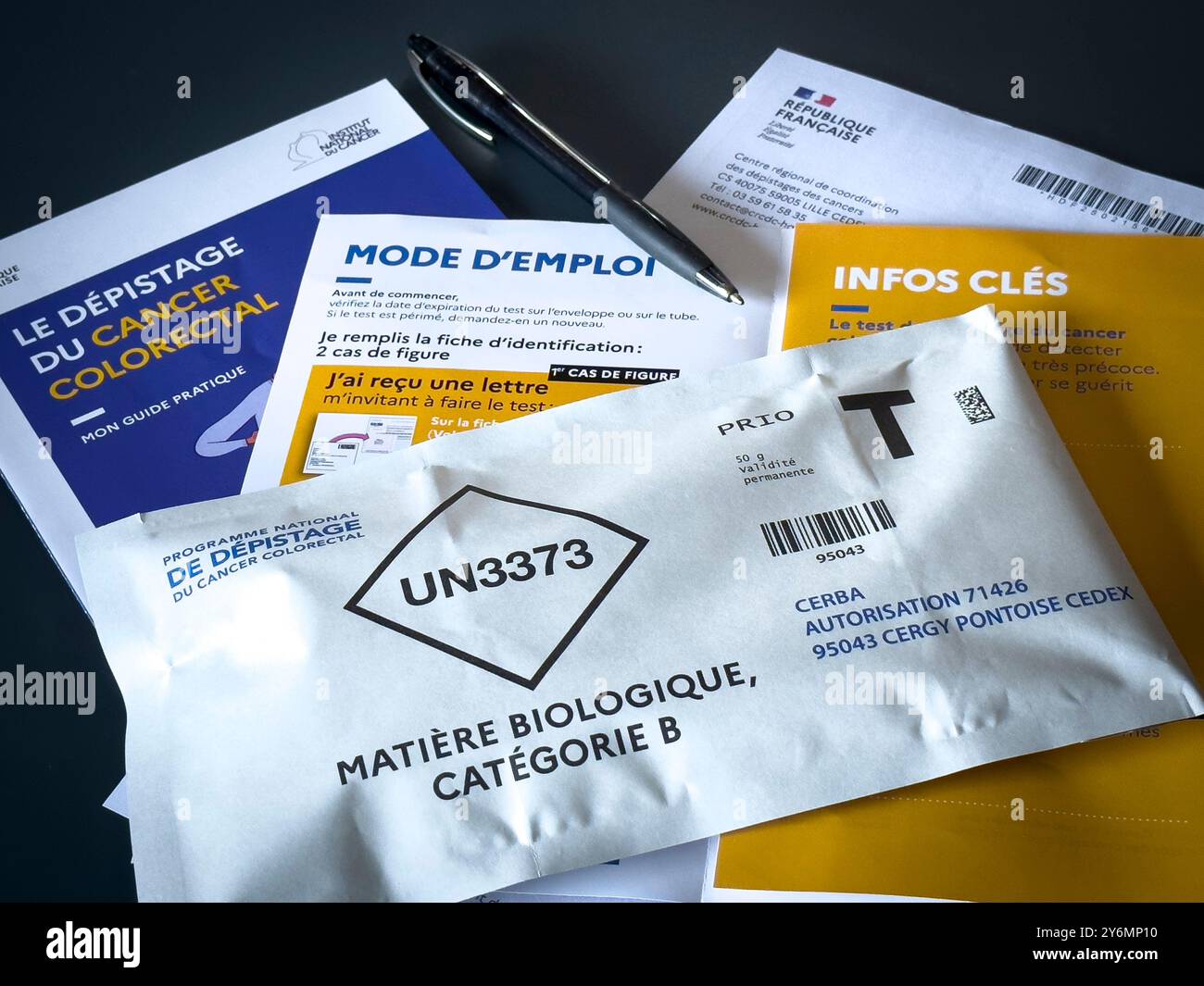 Campagna di screening del cancro colorettale. Foto Stock