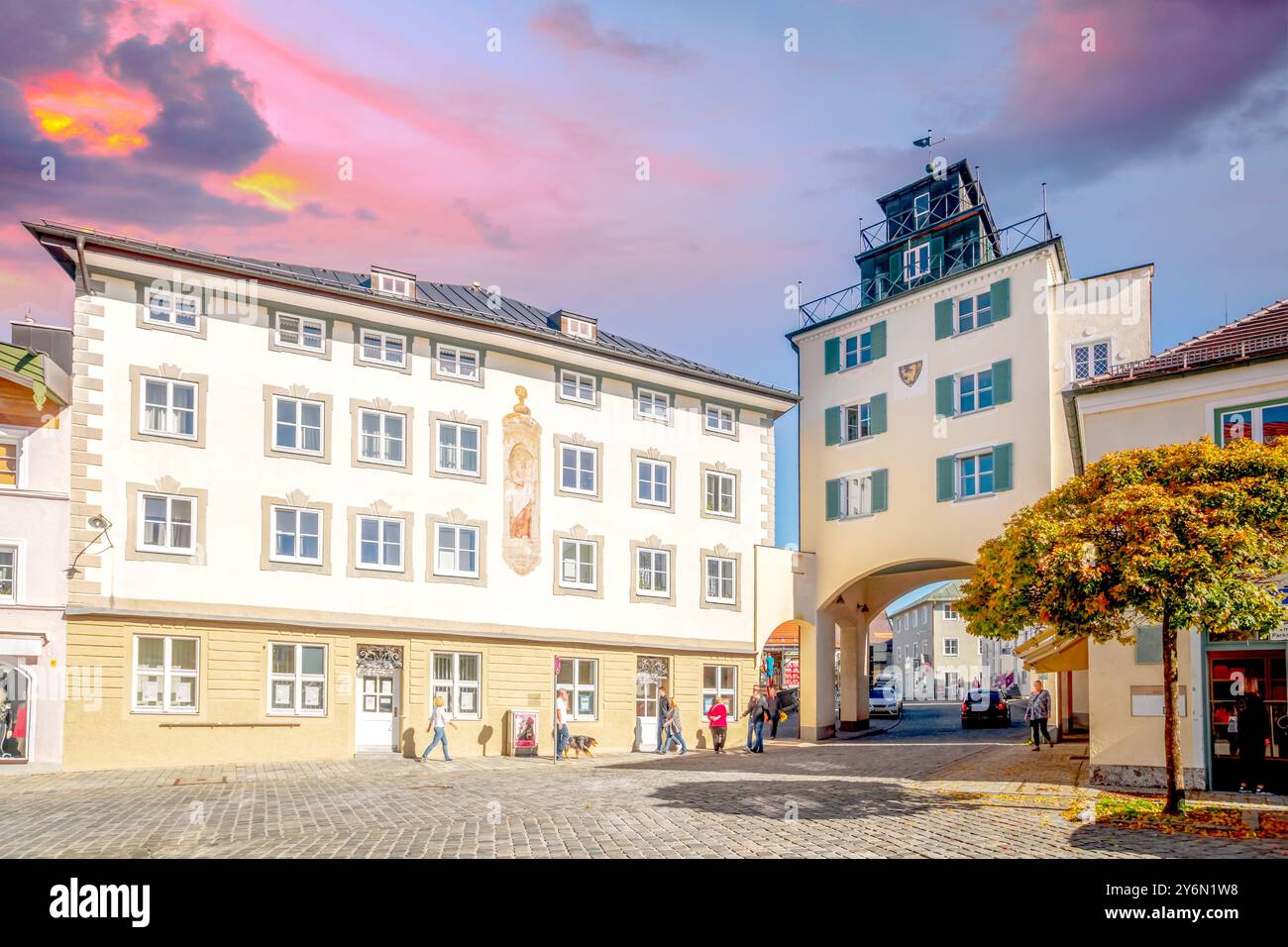 Città vecchia di Bad Toelz, Germania Foto Stock