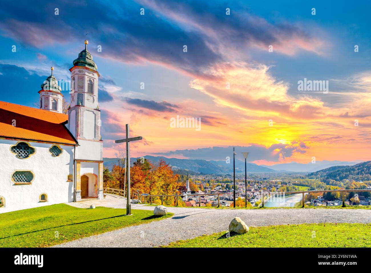 Città vecchia di Bad Toelz, Germania Foto Stock