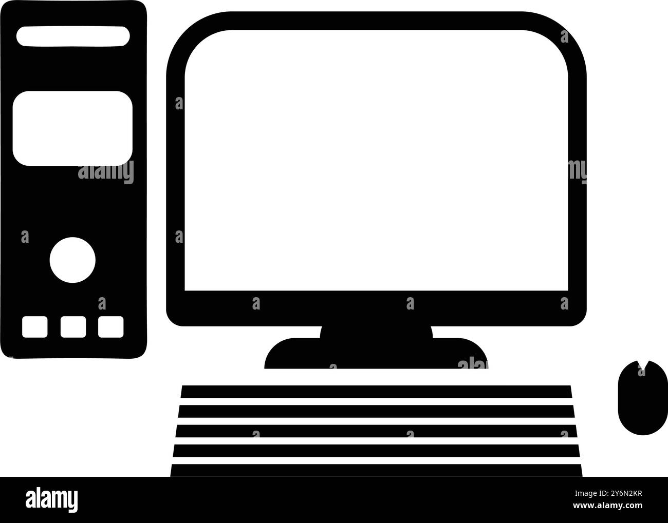 computer, pc, desktop, cpu, monitor, icona del desktop del computer Illustrazione Vettoriale