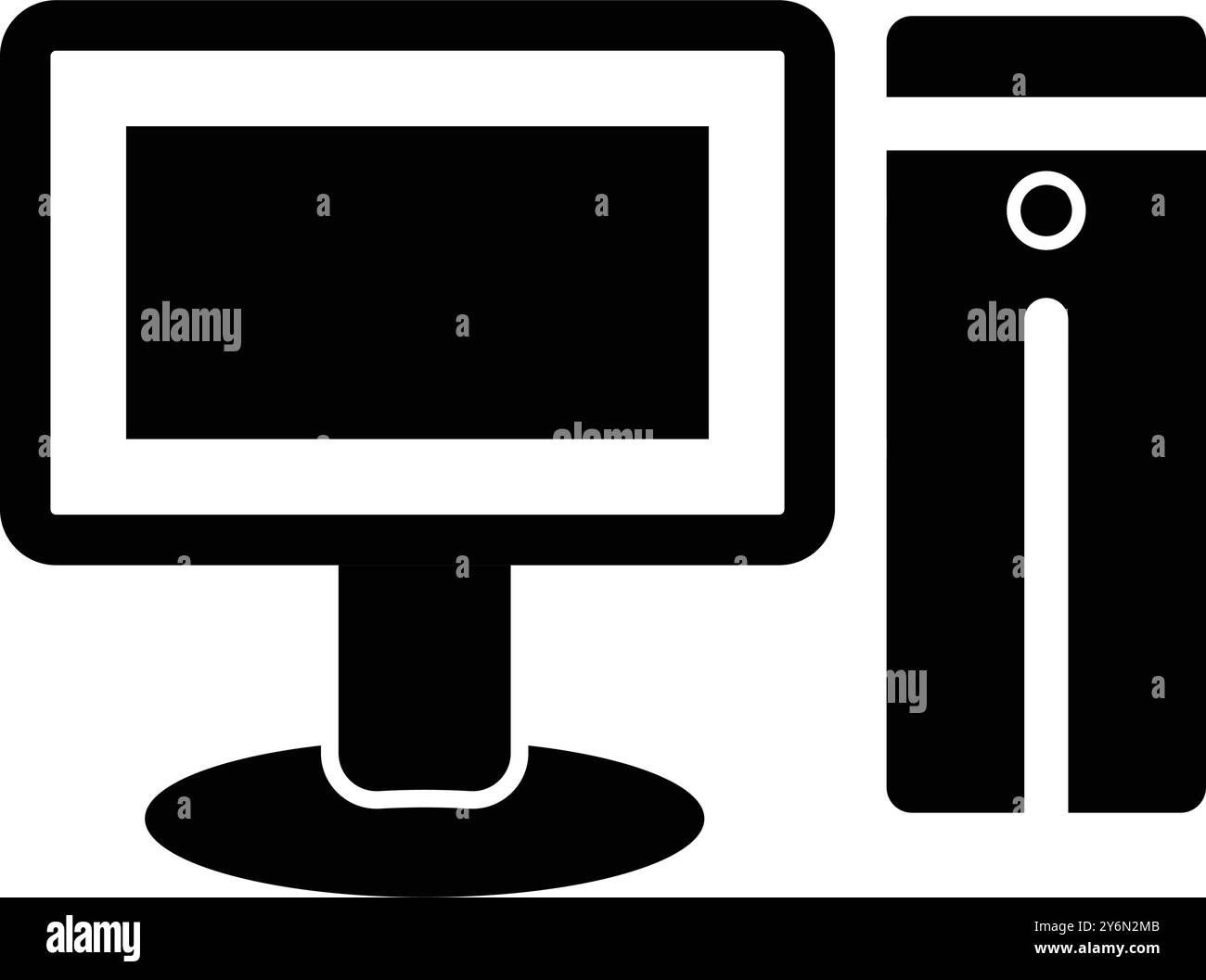 computer, pc, desktop, cpu, monitor, icona del desktop del computer Illustrazione Vettoriale