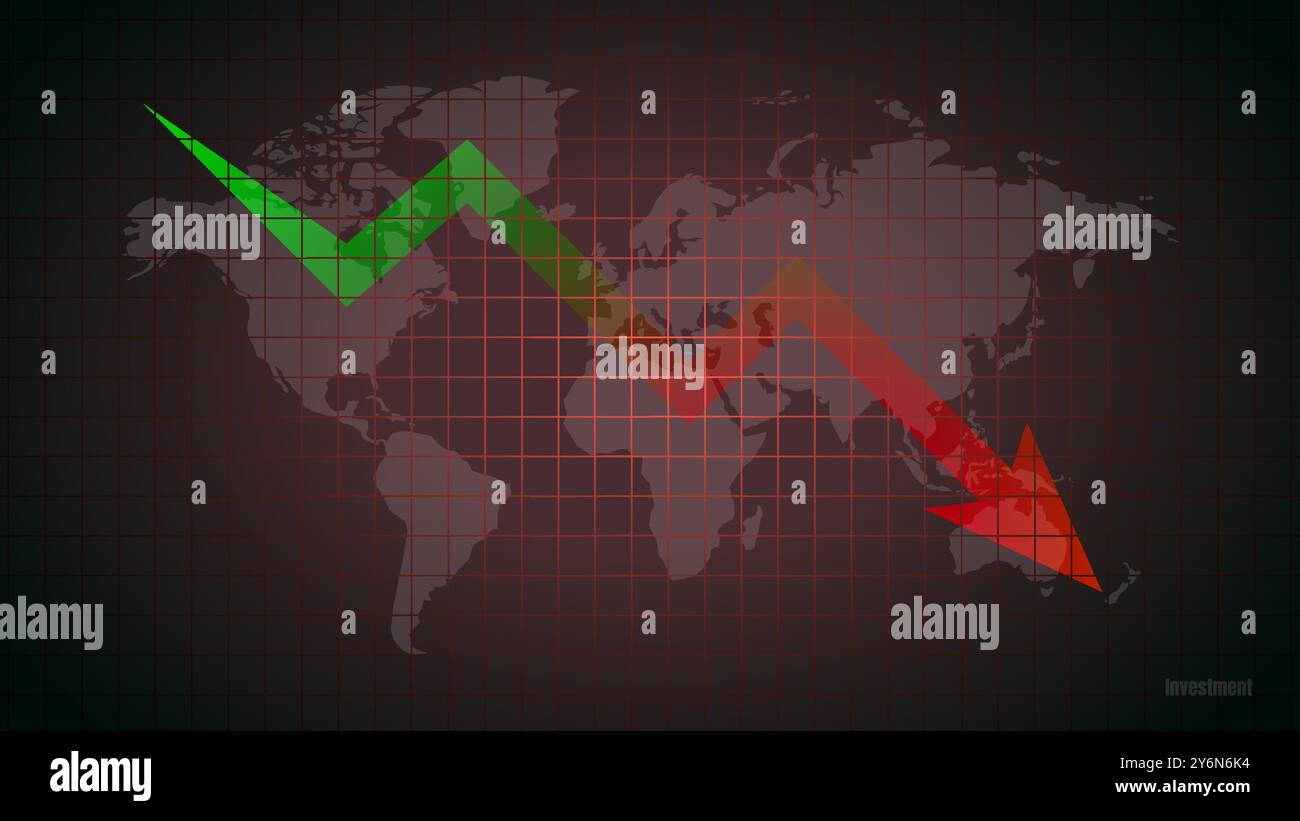 Mercato azionario astratto, visualizzazione infografica. Grafico finanziario con grafici a linee di tendenza e candele. Rete futuristica o analisi aziendale Illustrazione Vettoriale