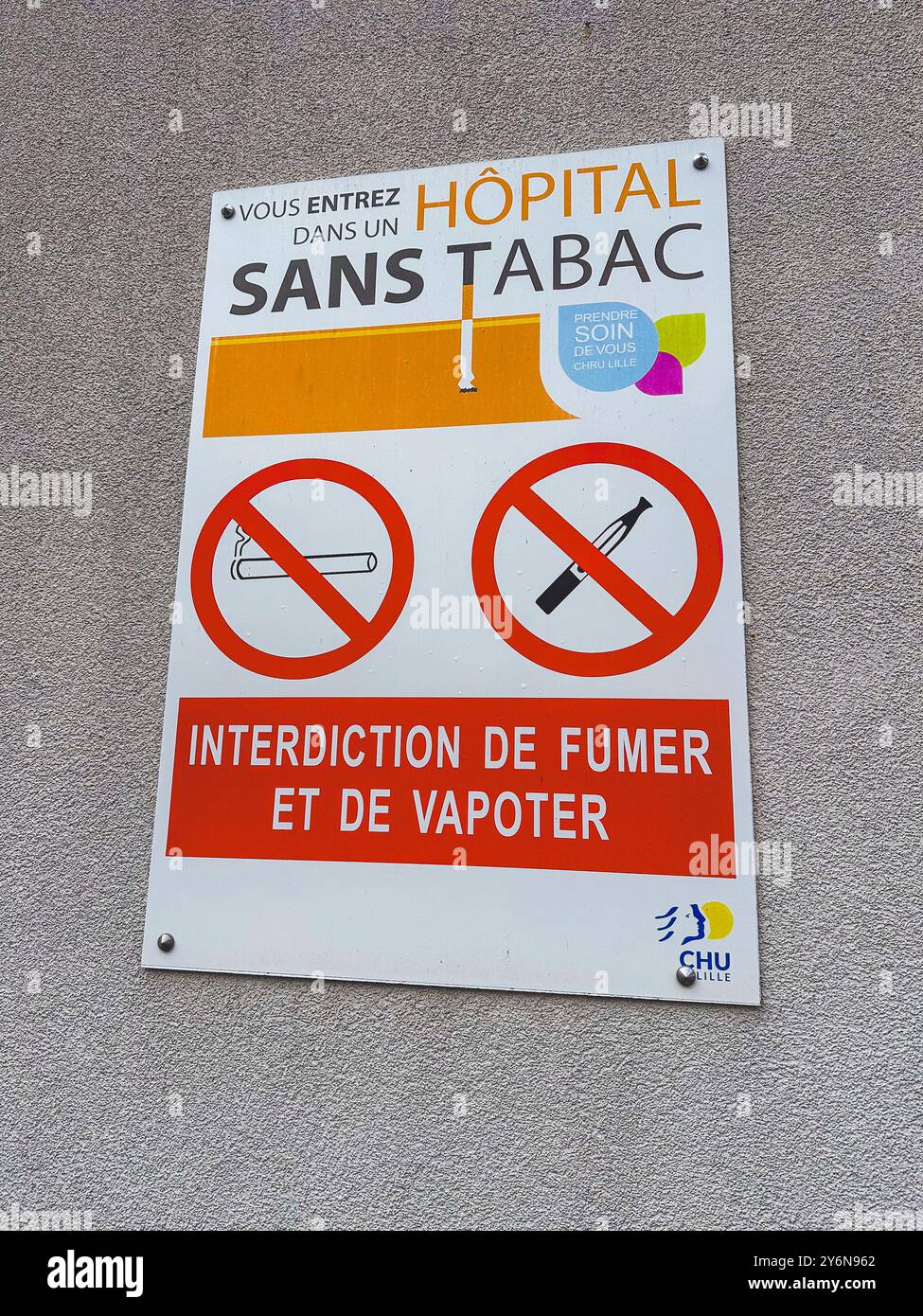 Display : ospedale senza fumo Foto Stock