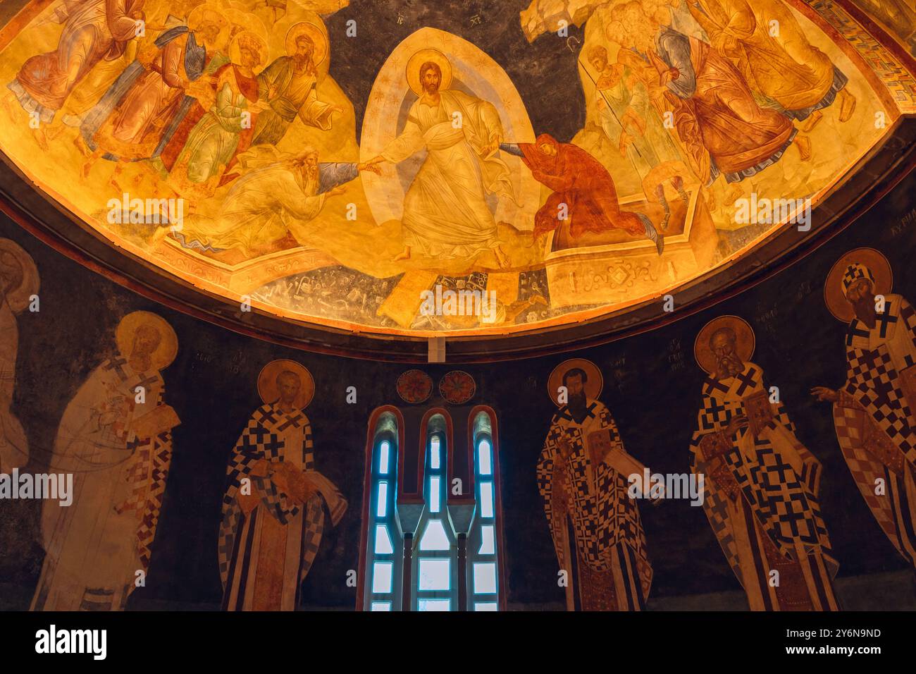 Parecclesione della Chiesa di Chora o della Moschea di Kariye con Anastasis fresco. Istanbul Turchia - 8.17.2024 Foto Stock