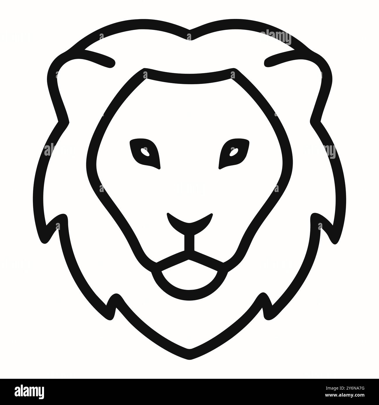 Icona linea leone. Semplice segno animale isolato sullo sfondo. Illustrazione vettoriale per logo, Web, app mobile Illustrazione Vettoriale