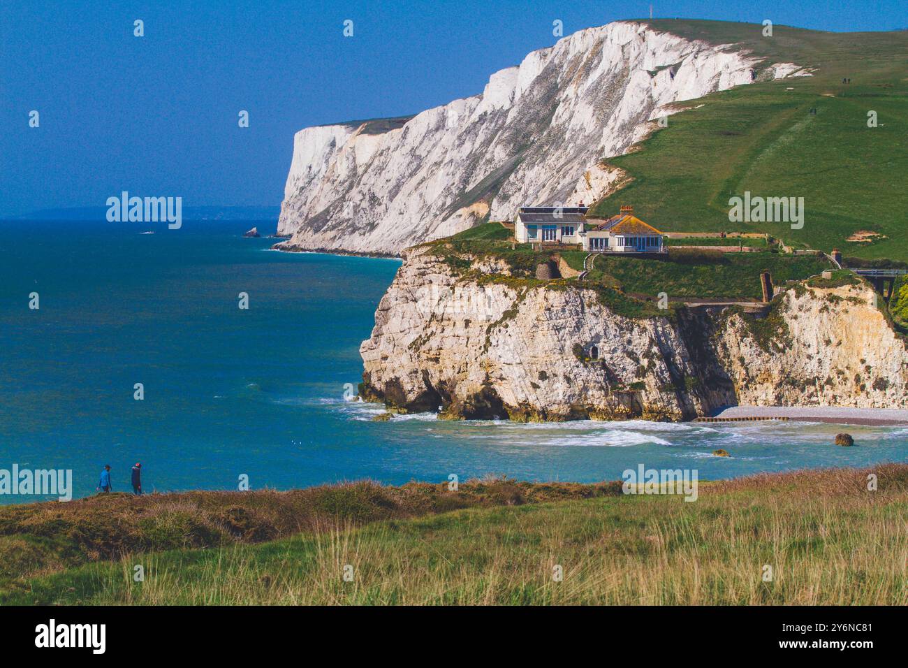 Regno Unito, Inghilterra, Isola di Wight. Acqua dolce. Baia di acqua dolce. Tennyson Downs Foto Stock
