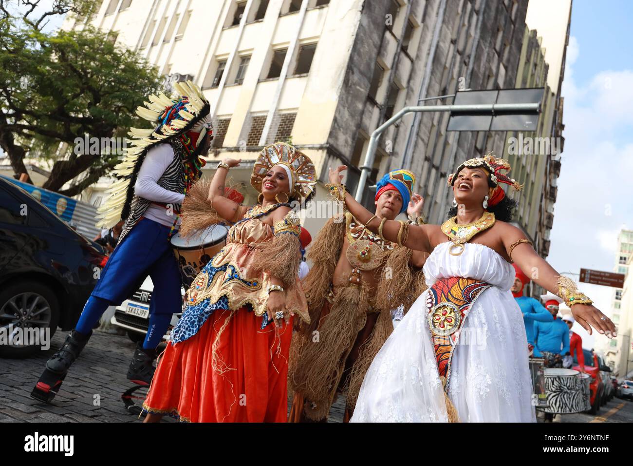 Presentazione culturale a salvador salvador salvador, bahia, brasile - 12 settembre 2024: Presentazione culturale vicino all'hotel Fasano nel centro storico della città di salvador. SALVADOR BAHIA BRASIL Copyright: XJoaxSouzax 120924JOA312 Foto Stock