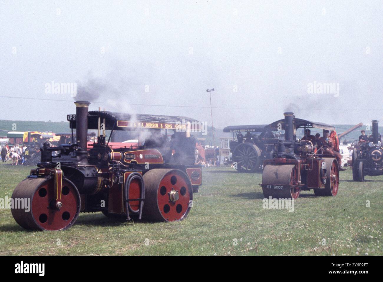 Un rally a vapore tenutosi nei pressi di Ashbourne, nel Derbyshire, nel 1992 Foto Stock