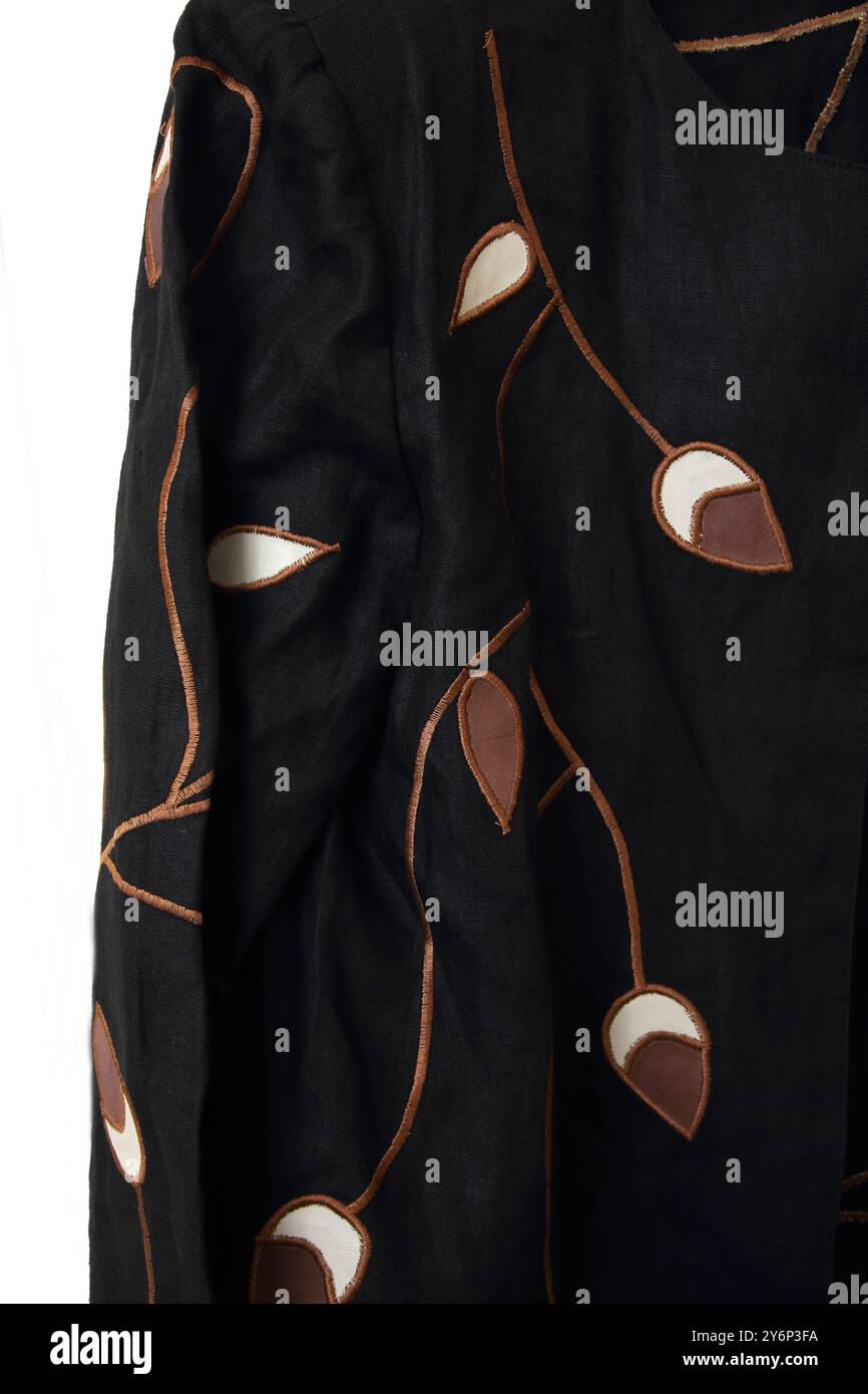 Giacca/blusa aperta in pelle Renardeau, designer greco Foto Stock