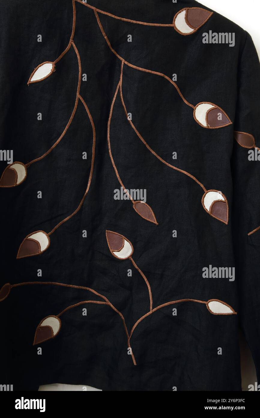 Giacca/blusa aperta in pelle Renardeau, designer greco Foto Stock