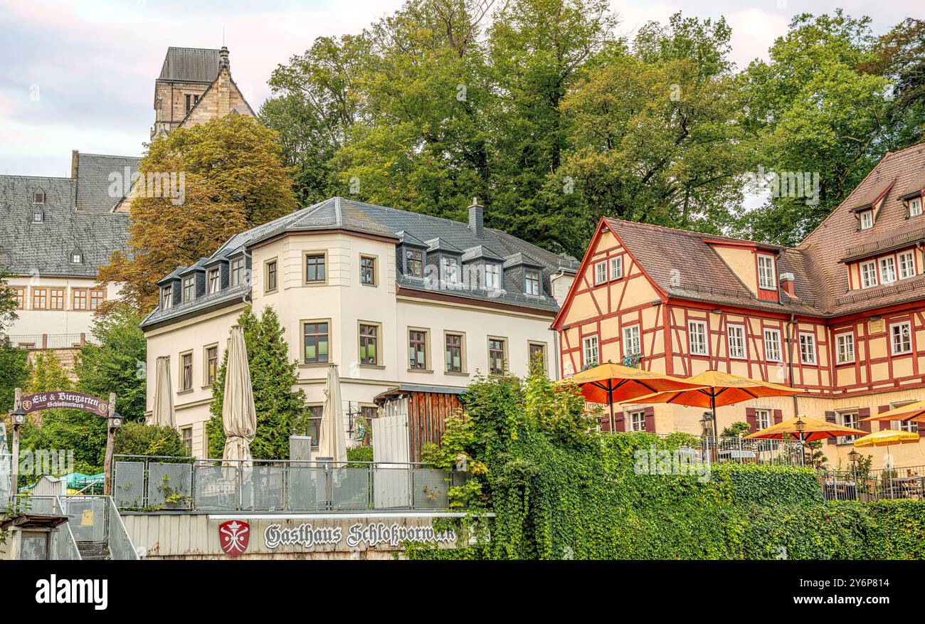 Case a graticcio sul Schloßberg, distretto di Schloßchemnitz, Chemnitz, Sassonia, Germania Foto Stock