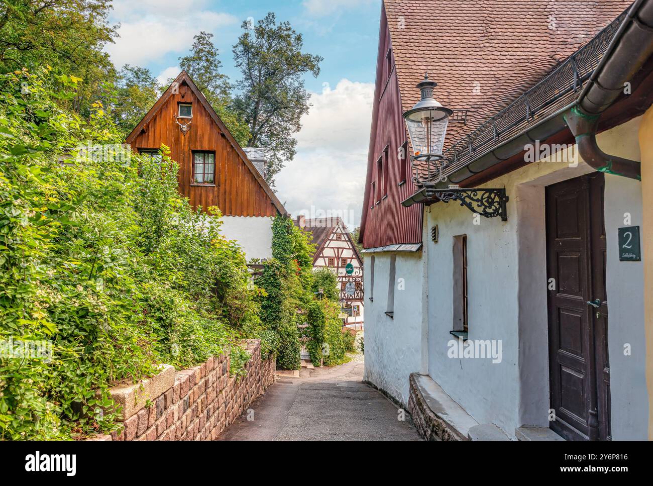 Case a graticcio sul Schloßberg, distretto di Schloßchemnitz, Chemnitz, Sassonia, Germania Foto Stock