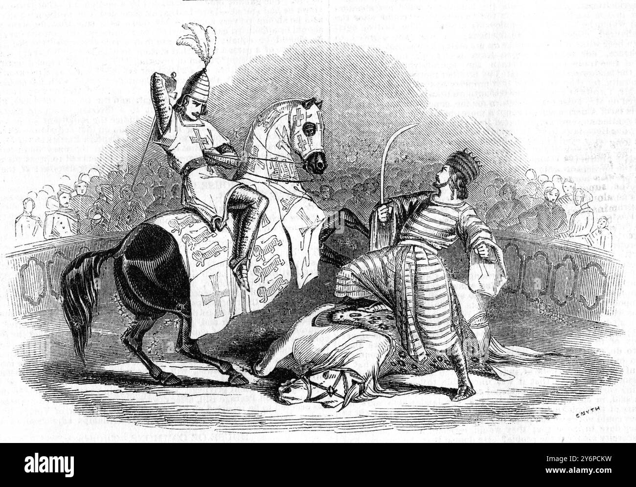 Il combattimento tra Richard e Saladino. Dal nuovo spettacolo delle Crociate di Gerusalemme, che si esibisce ora all'Astley's. 20 maggio 1843 Foto Stock