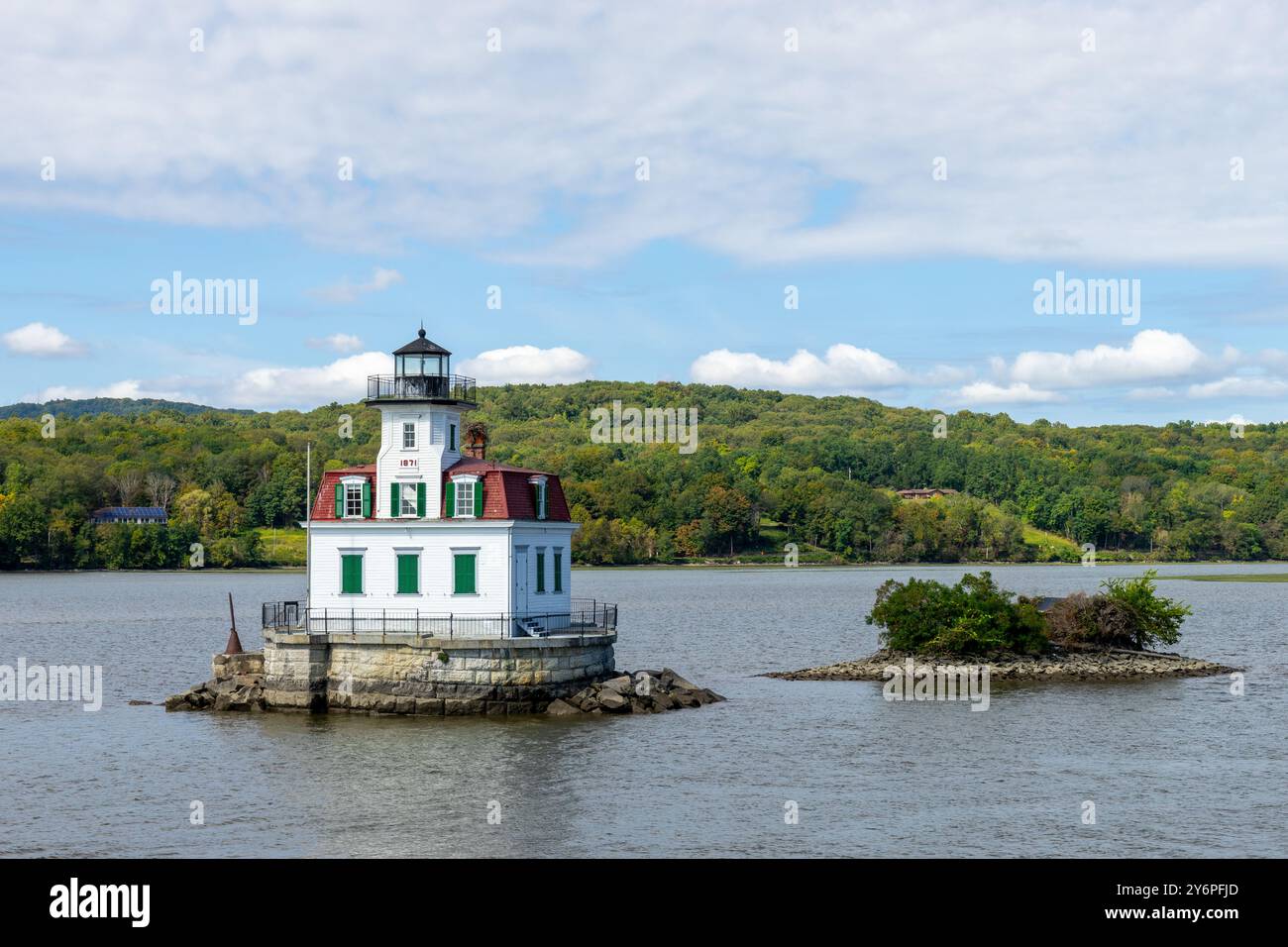 Il faro Espous Meadows nel fiume Hudson vicino a Kingston e Rhinebeck New York Foto Stock
