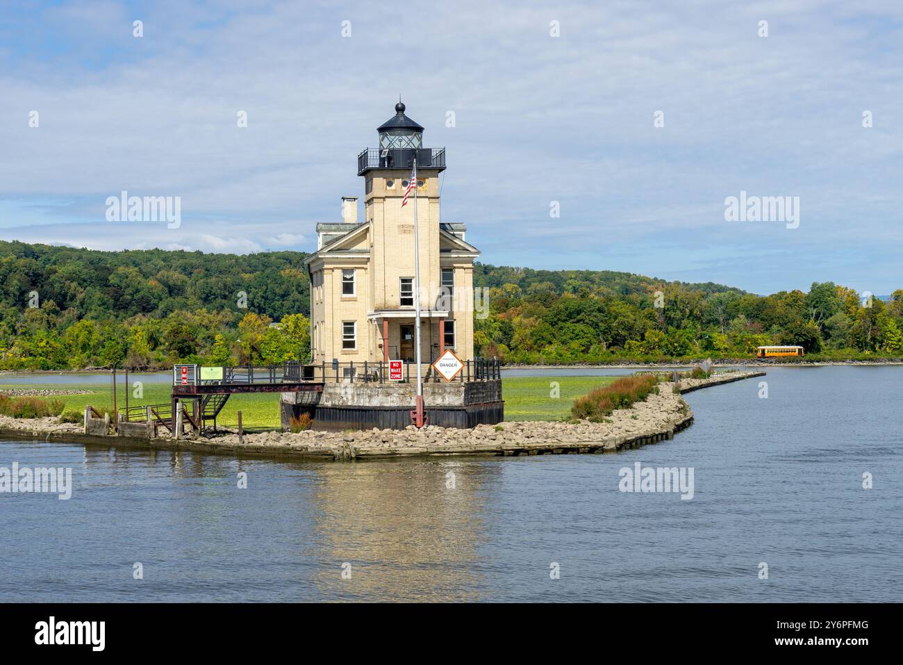 Vista sul faro di Rondout a Kingston, New York Foto Stock