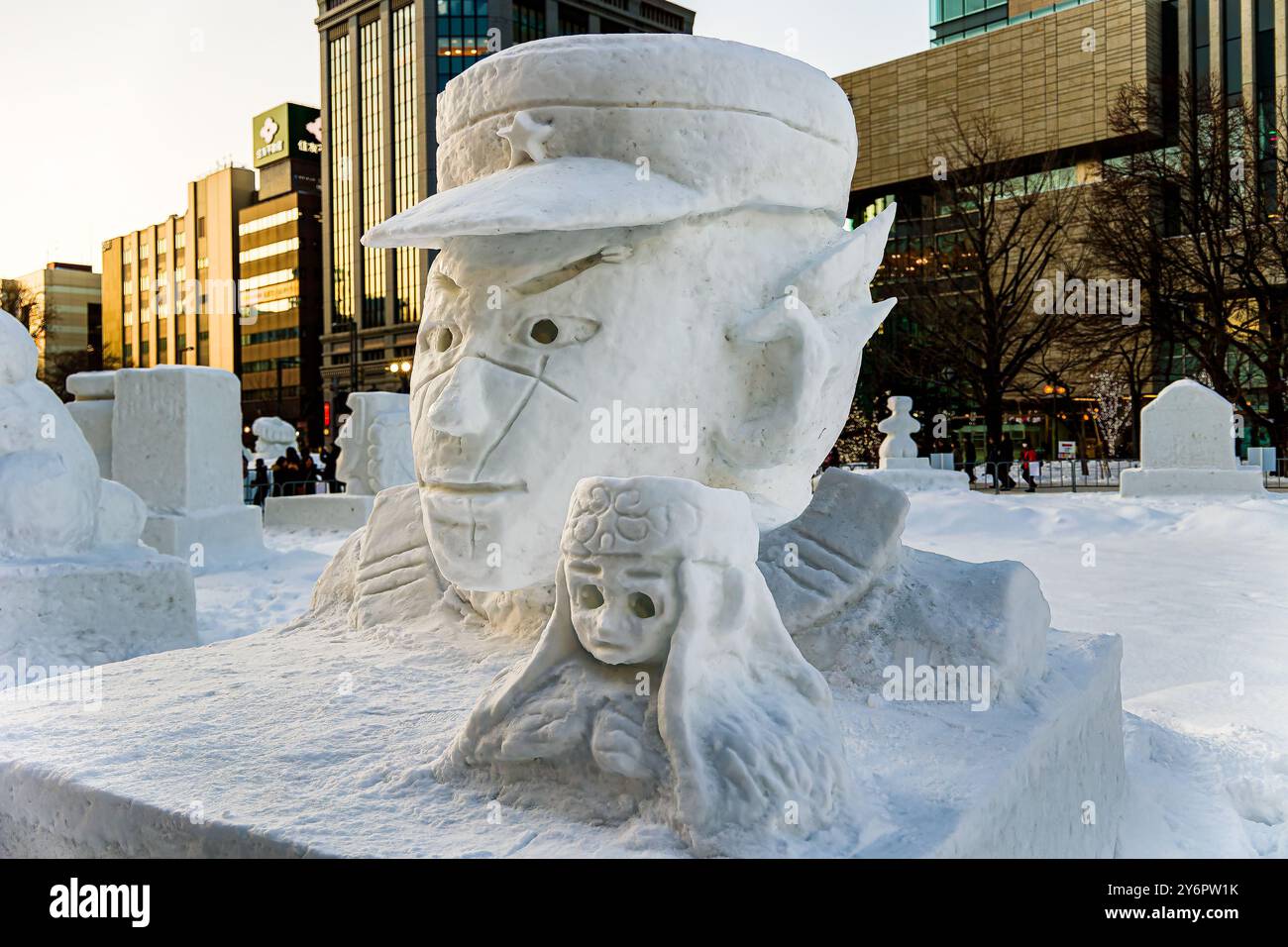 Sculture di neve e arte del ghiaccio al Sapporo Snow Festival sull'isola giapponese di Hokkaido Foto Stock