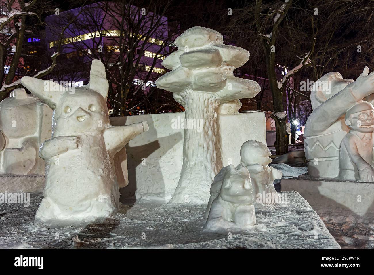 Sculture di neve e arte del ghiaccio al Sapporo Snow Festival sull'isola giapponese di Hokkaido Foto Stock