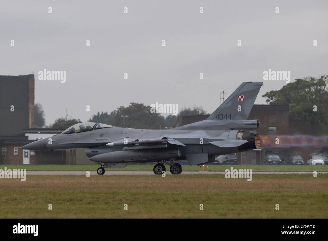 Waddington, Regno Unito. 26 settembre 2024. General Dynamics F-16 Fighting Falcon dell'aeronautica polacca decolla durante l'esercitazione di Cobra Warrior 24-2 Royal Air Force Waddington presso la Royal Air Force Station Waddington, Waddington, Regno Unito, 26 settembre 2024 (foto di Cody Froggatt/News Images) a Waddington, Regno Unito, il 9/26/2024. (Foto di Cody Froggatt/News Images/Sipa USA) credito: SIPA USA/Alamy Live News Foto Stock