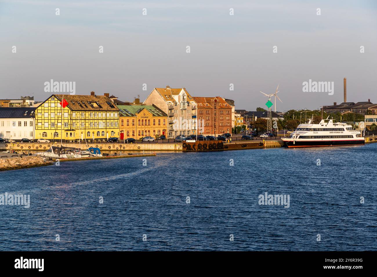 Panorama del porto di Landskrona. Västra industriområdet, Landskrona kommun, Skåne, Svezia Foto Stock