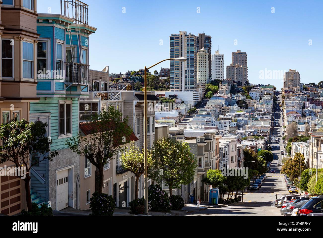 Zona residenziale del centro di San Francisco, California, Stati Uniti Foto Stock