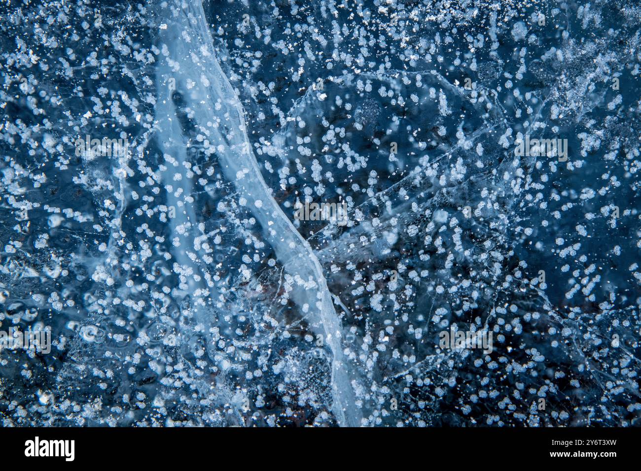 Strato di ghiaccio, lago Shagawa Foto Stock