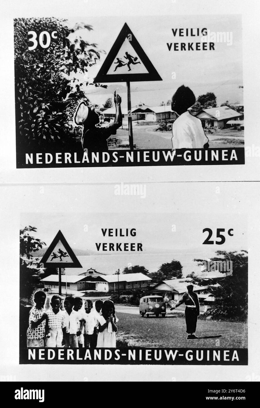 FRANCOBOLLI NUOVA GUINEA 2 SENZA SOVRAPPREZZO EMESSO AMMINISTRAZIONE POSTALE 12 GENNAIO 1962 Foto Stock