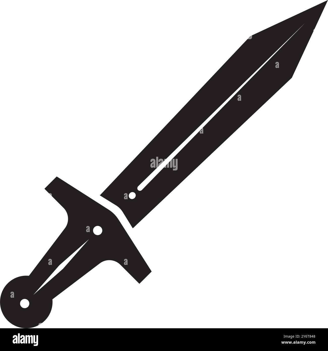 modello del logo illustrazione dell'icona vettoriale della spada Illustrazione Vettoriale