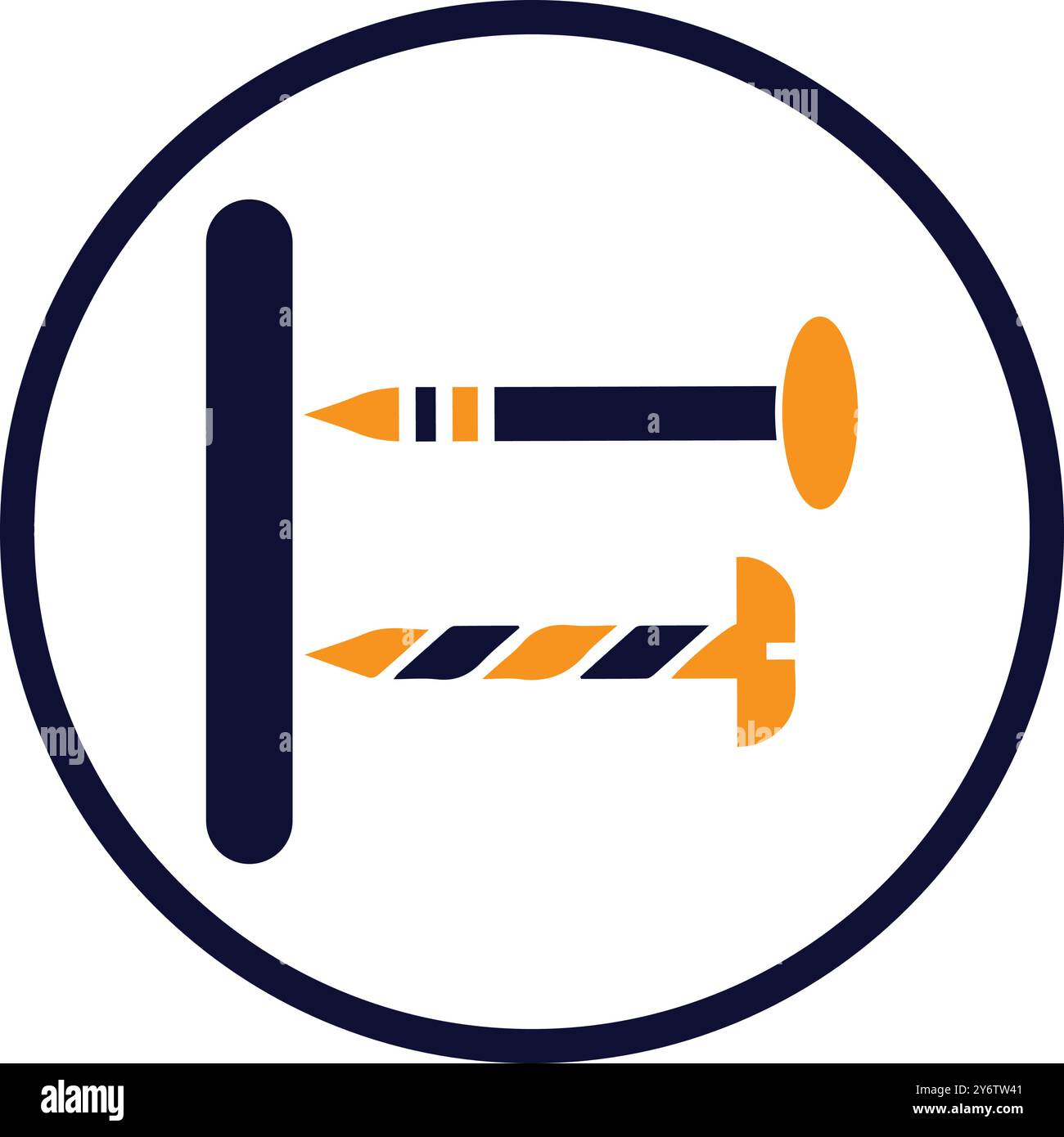 vite, chiodo, bullone, vite e icona chiodo Illustrazione Vettoriale