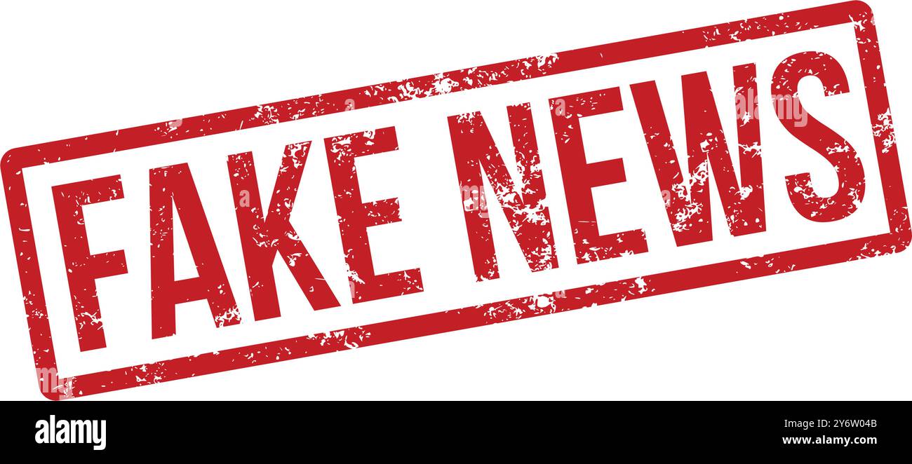 Notizie false - timbro di gomma rosso Illustrazione Vettoriale