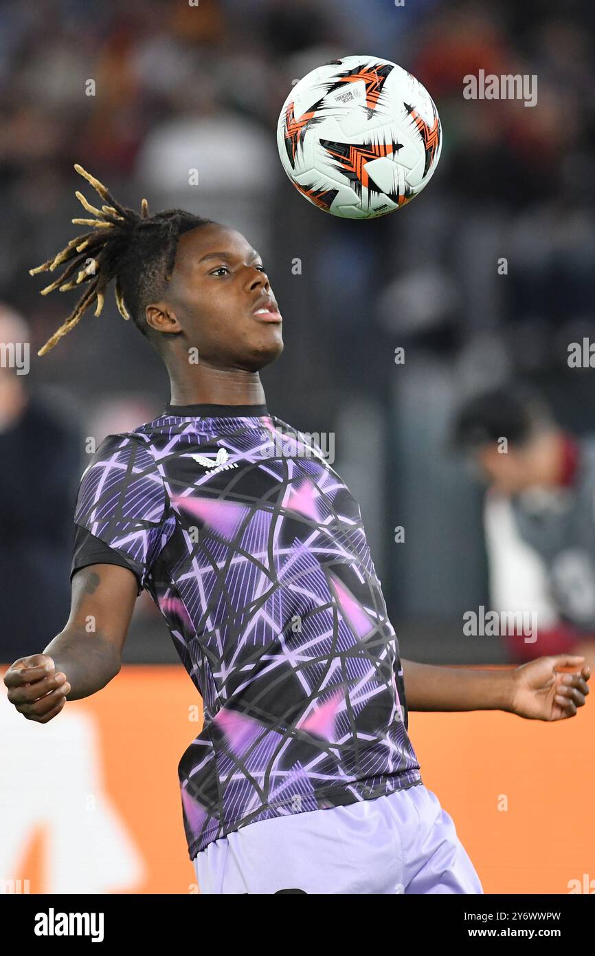 Roma, Lazio. 26 settembre 2024. Nico Williams dell'Athletic Bilbao durante il primo turno di qualificazione di Europa League - partita di 1° tappa tra Roma e Athletic Bilbao allo stadio Olimpico, Italia, 26 settembre 2024. Credito: massimo insabato/Alamy Live News Foto Stock