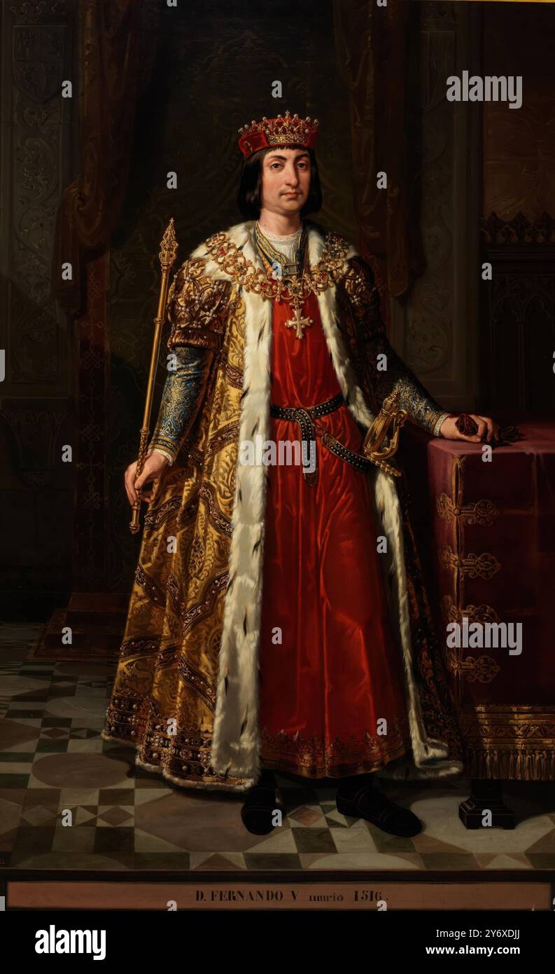 Bernardino Montañés y Pérez / "Ferdinando il cattolico". Circa 1848. Olio su tela. Museo: Museo del Prado, Madrid, España. Foto Stock