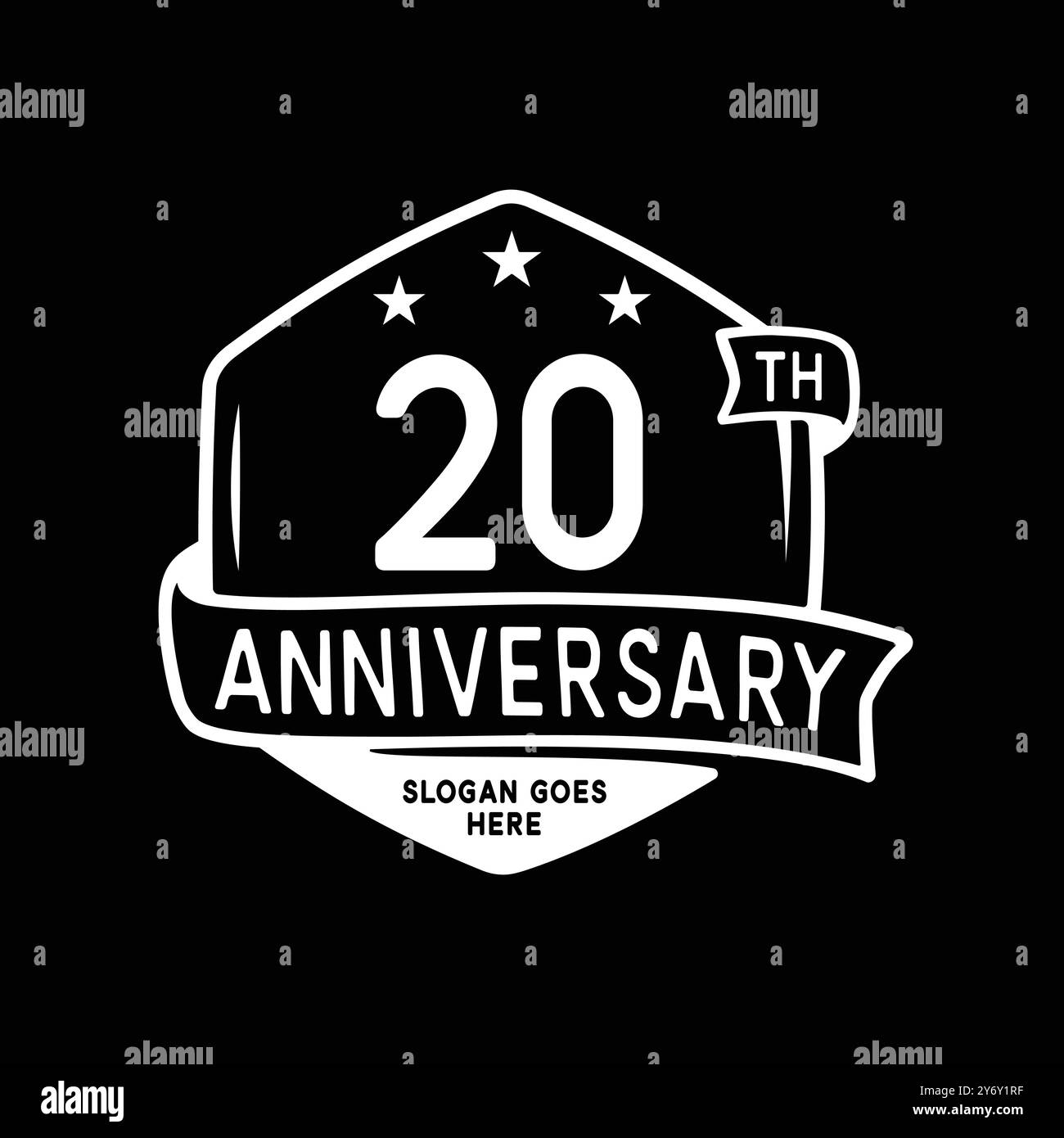 modello di design esagonale per festeggiare il 20° anniversario. logo del ventesimo anniversario. Vettore e illustrazione. Illustrazione Vettoriale