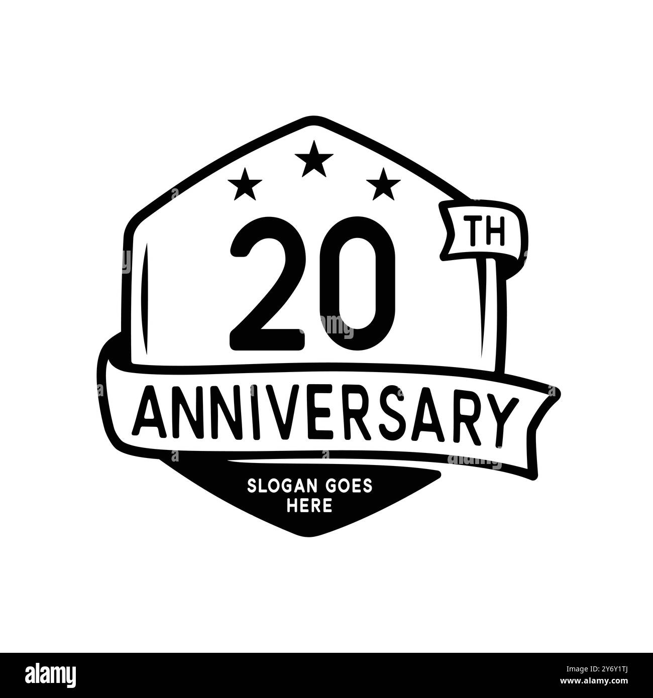 modello di design esagonale per festeggiare il 20° anniversario. logo del ventesimo anniversario. Vettore e illustrazione. Illustrazione Vettoriale