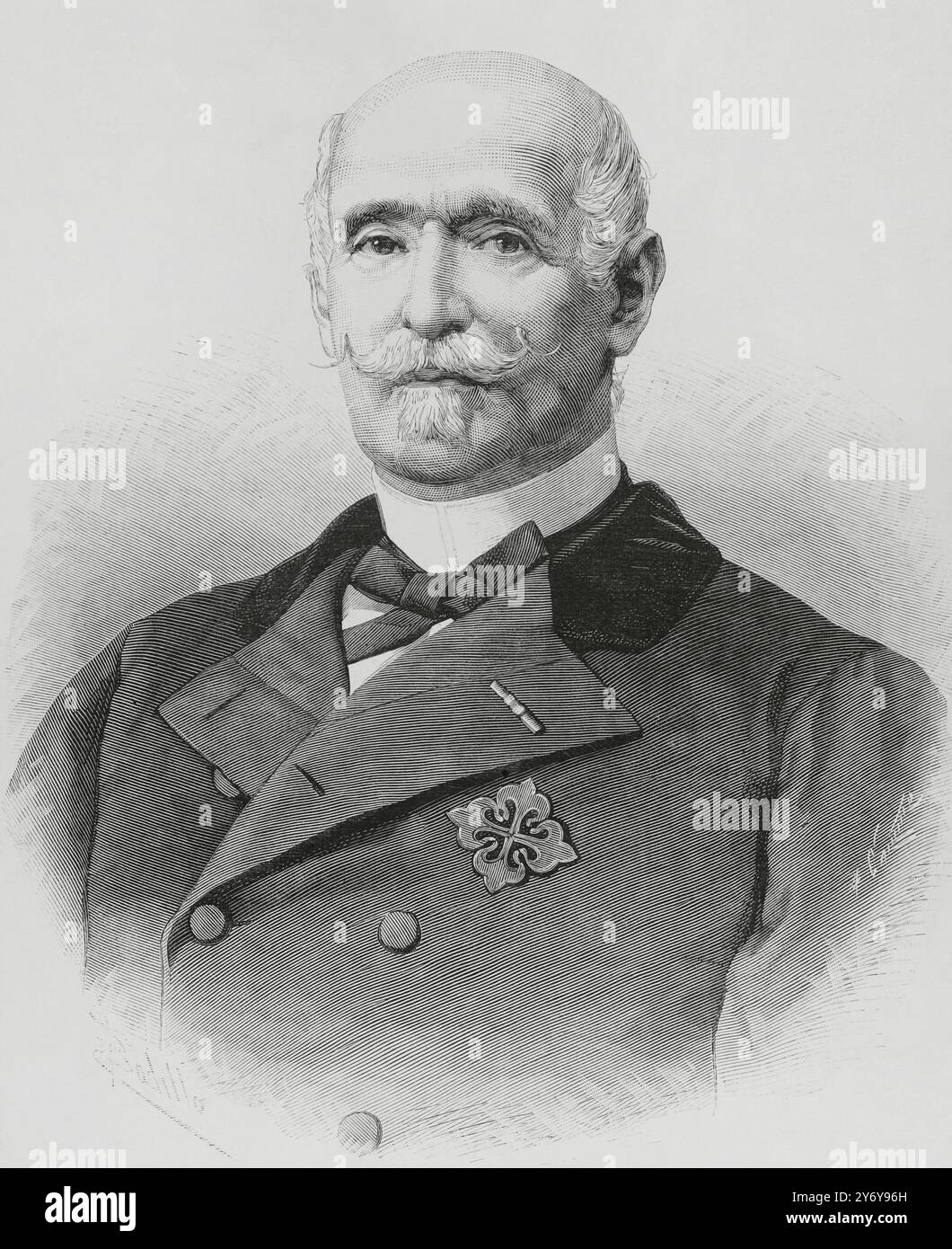 Francisco Javier Arias Dávila Matheu y Carondelet (1812-1890). XIII conte di Puñonrostro. Ufficiale militare e politico spagnolo. Nel settembre 1864 fu promosso tenente generale e nominato direttore generale dell'artiglieria. Ha ricoperto la carica di sindaco di Madrid dal gennaio 1864 al gennaio 1865. Dopo la rivoluzione del 1868, rimase fedele alla regina Isabella II. Fu bandito nel 1871 per essersi rifiutato di riconoscere Amadeo I. con la Restaurazione, nel 1875, fu nuovamente assegnato alla direzione generale dell'Artiglieria, carica che mantenne fino al 1881. Nominato presidente del Senato il 16 maggio Foto Stock