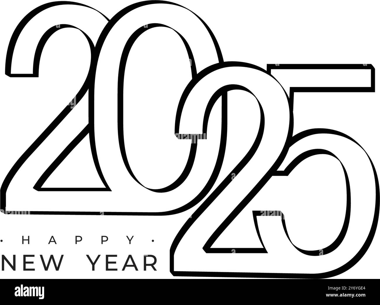 Celebrazione felice anno nuovo 2025 Design di sfondo, banner, poster, illustrazioni post-design. Design vettoriale Premium 2025. Festeggiamo la vigilia di Capodanno Illustrazione Vettoriale