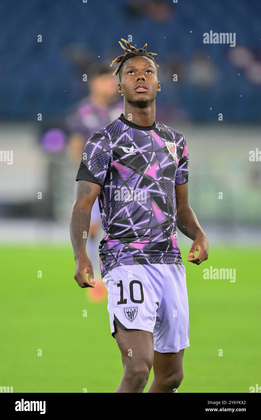 26 settembre 2024, Stadio Olimpico, Roma, Italia; UEFA Europa League Football; Roma vs Athletic Club Bilbao; Nico Williams dell'AC Bilbao Foto Stock