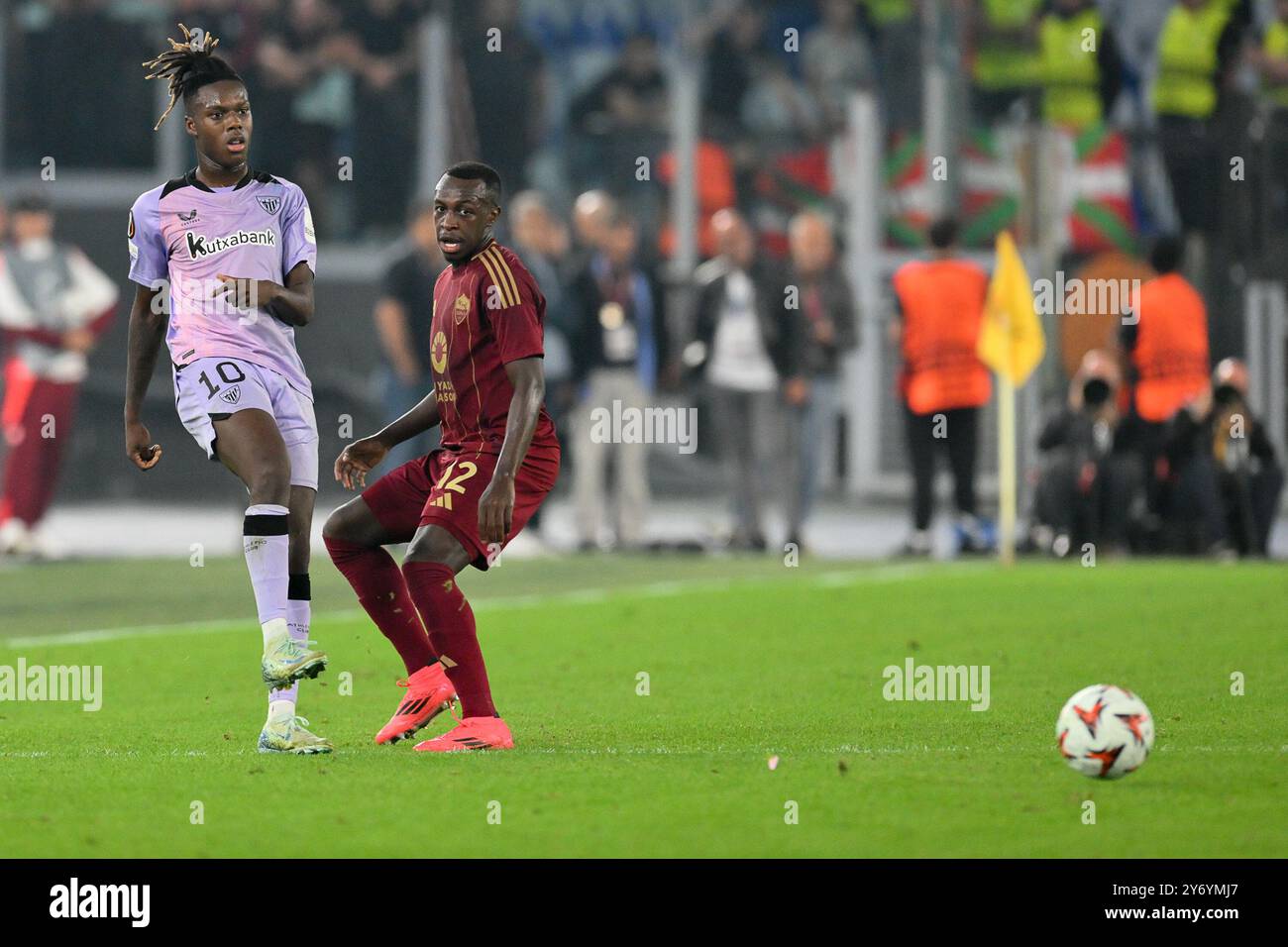 26 settembre 2024, Stadio Olimpico, Roma, Italia; UEFA Europa League Football; Roma vs Athletic Club Bilbao; Nico Williams dell'AC Bilbao Foto Stock