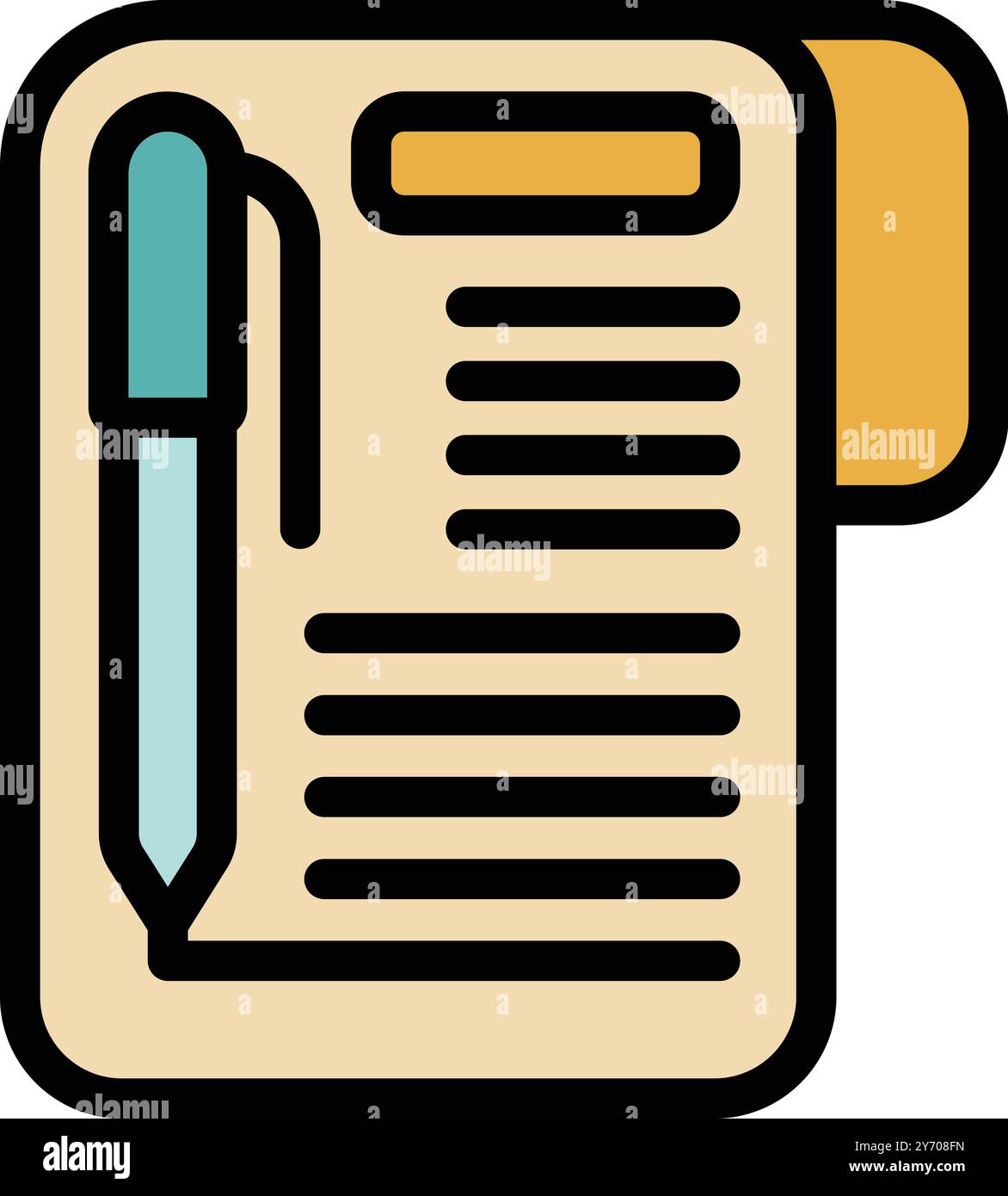 Scrittura a penna blu sugli appunti con diverse righe di testo per prendere appunti, compilare moduli, firmare documenti e scrivere prescrizioni Illustrazione Vettoriale