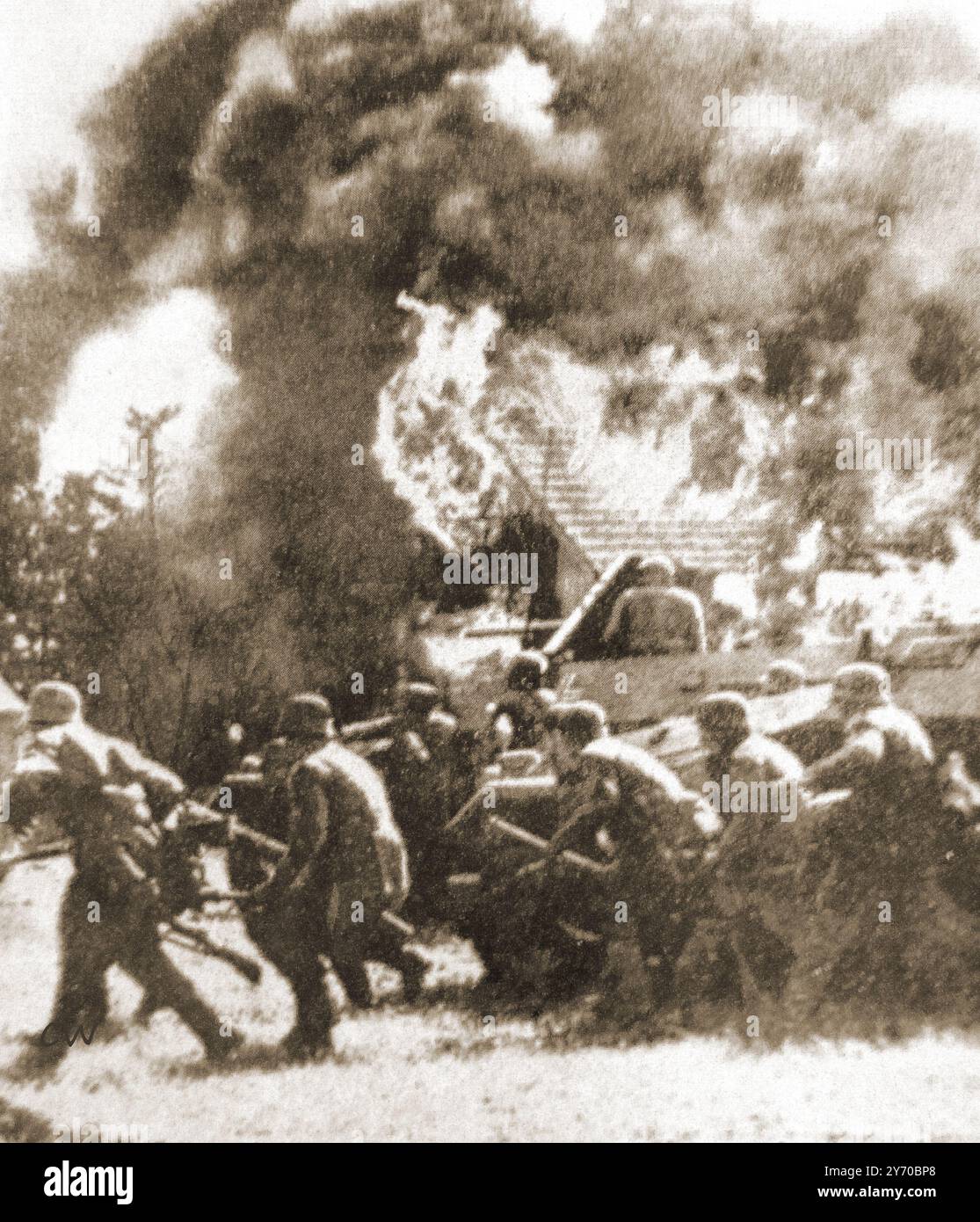 Seconda guerra mondiale - Battaglia di Tallin. Truppe tedesche che tentano di sfondare le linee russe. - Вторая мировая война - Битва за Таллин. Немецкие войска пытаются прорвать русские линии. - Toinen maailmanDTCUS - taistelu tallinnano. Saksalaiset joukot yrittävät murtautua Venäjän linjojen läpi. - Zweiter Weltkrieg - Schlacht um Tallinn. Deutsche Truppen versuchen, die russischen Linien zu durchbrechen. – II maailmasõda – Tallinna lahing. Saksa väed üritavad vene liinidest läbi murda. - Foto Stock