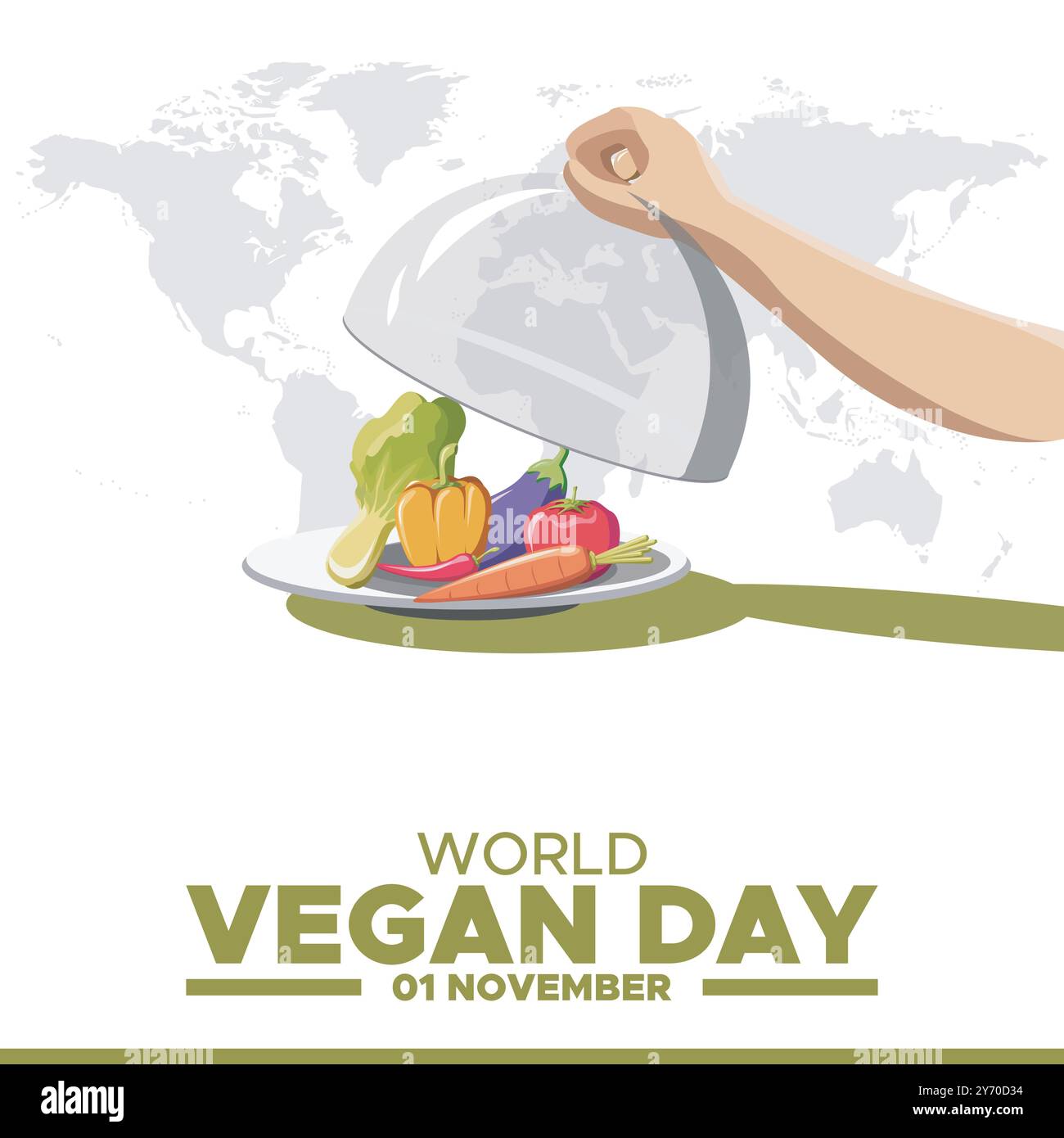 World Vegan Day, 1 novembre Vegan Day, biglietto d'auguri, sfondo, illustrazione stock per Vegan Day. Illustrazione Vettoriale