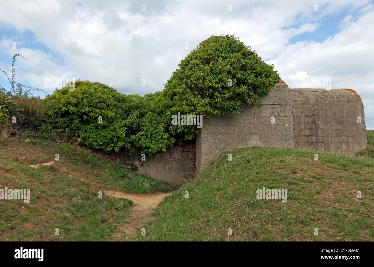 Vista posteriore ravvicinata di un modello M272, casematte tedesche, a Longues-sur-Mer batterie, hanno scambiato colpi con le navi alleate il 6 giugno 1944, Foto Stock