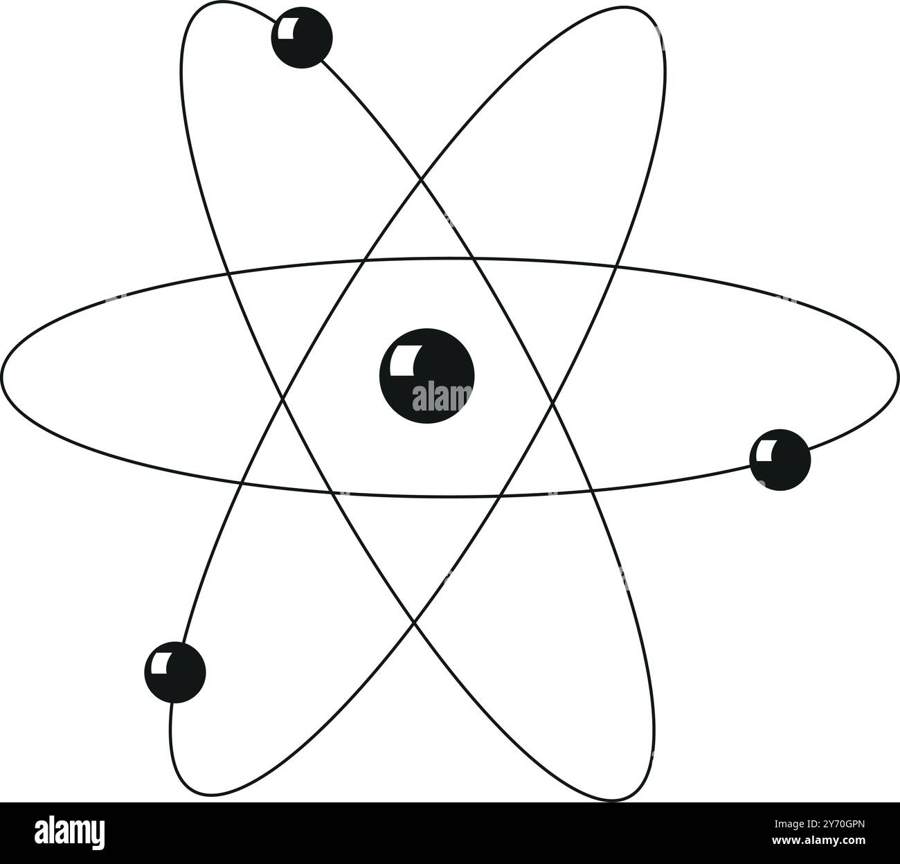 Simbolo dell'atomo nucleare su sfondo bianco Illustrazione Vettoriale