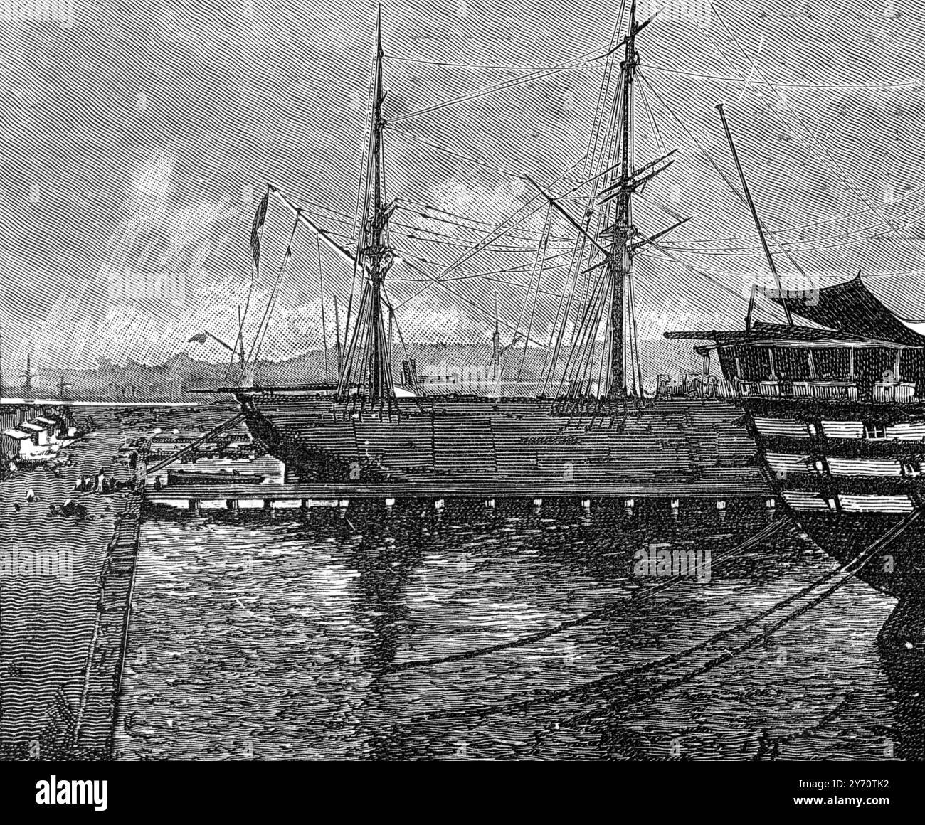 Molo nel porto di Tolone, Francia. 13 settembre 1884 Foto Stock