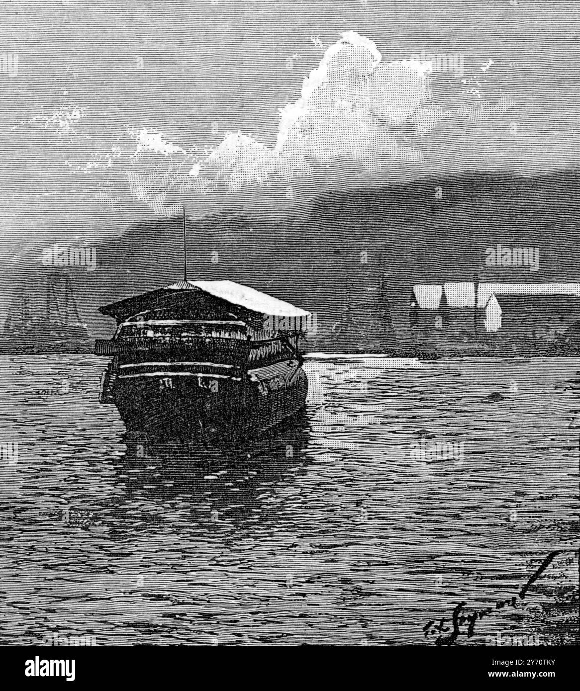 Un vecchio hulk nel porto di Tolone , Francia . 13 settembre 1884 Foto Stock