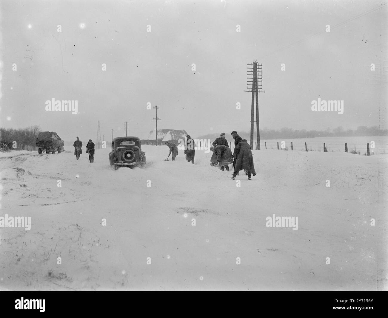 Breadhurst innevato - neve libera su Wrotham Hill . Gennaio 1947 Foto Stock