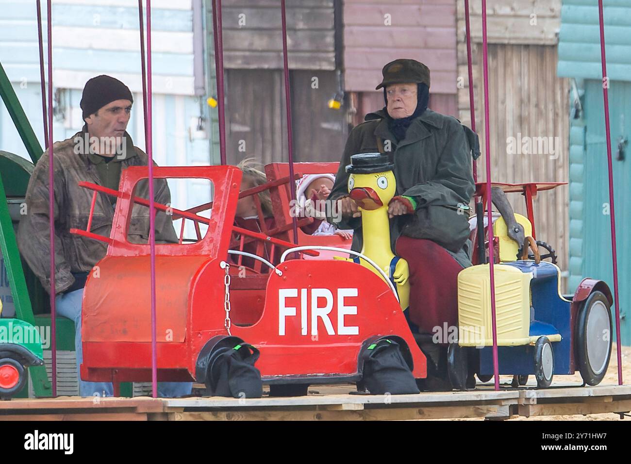Dame Maggie Smith filma Lady in the Van a Broadstairs Foto Stock
