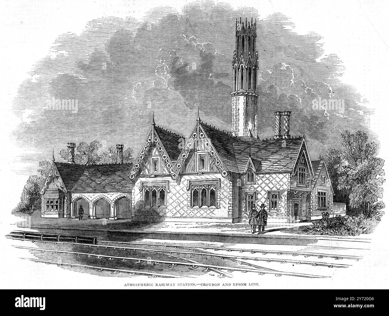 Stazione ferroviaria atmosferica - linea Croydon ed Epsom. Marzo 1845 Foto Stock