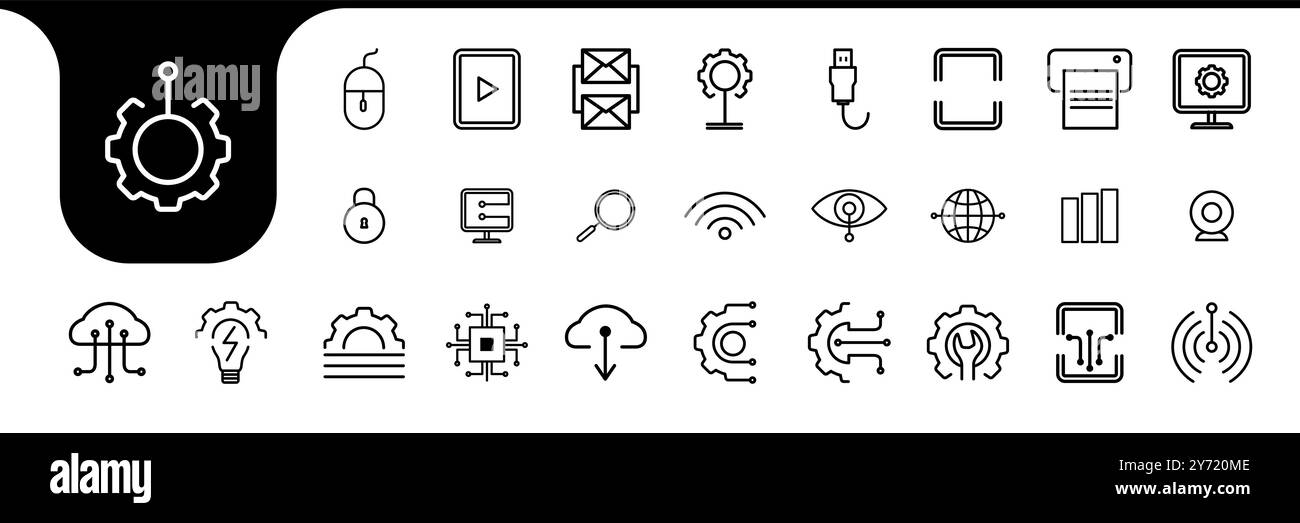 gear minimal line collection icon design vector Illustrazione Vettoriale